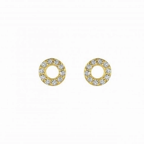Zirconia Mini Open Circle Gold Plated Stud Earrings 3547GCZ