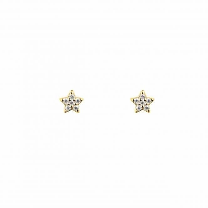 Zirconia Star Gold Plated Stud Earrings 3765GCZ
